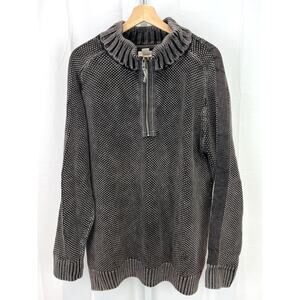 CARBON 2 COBALT  Size XL Hi Def Zip Neck Sweater Pullover Mock Cotton Knit Gray